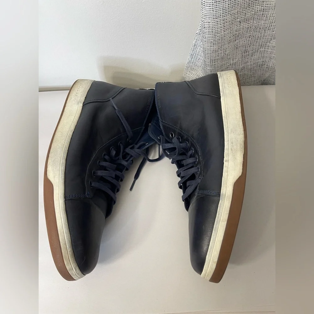 Cole Haan Men’s Grand Zero Navy Leather High Top Shoes Lace Up casual Size 13
